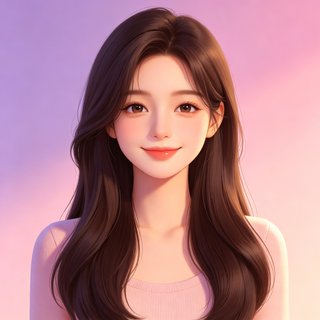 晚风人设头像，温柔知性的深棕长发女生